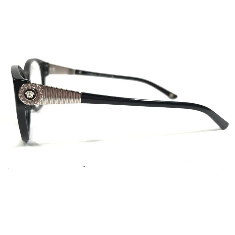 Versace MOD. 3168-B 5050 Eyeglasses Frame Black Silver Round Cat Eye 54-17-135